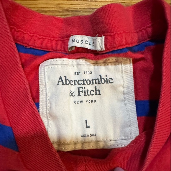 Abercrombie and fitch Muscle stripe shirt men’s Large red (j10) - Picture 7 of 7
